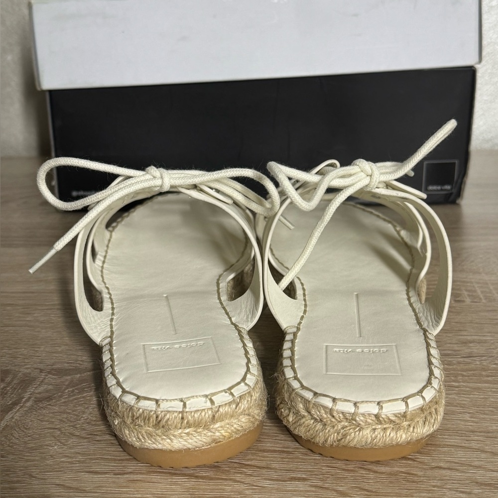 Dolce Vita Women 10 Vana Off White Leather Flat Espadrille Slides Sandals - Picture 4 of 11